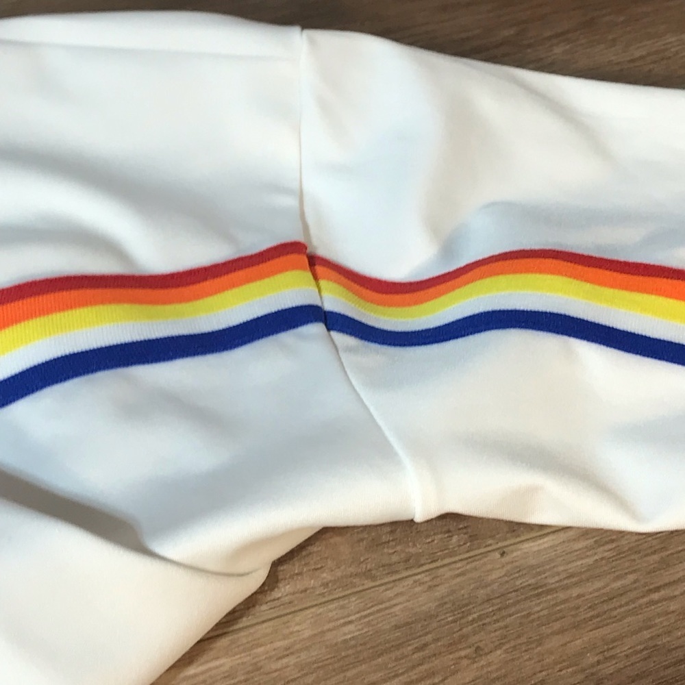 Rainbow Zip Front Crop Jersey Jacket Long Sleeve Pride - Picture 6 of 15